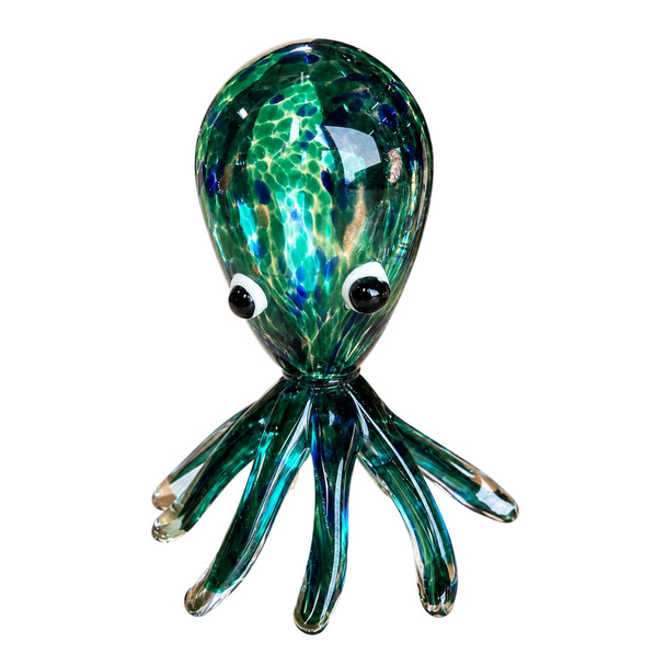 S2157772 Handblown Art Glass Teal & Blue Octopus