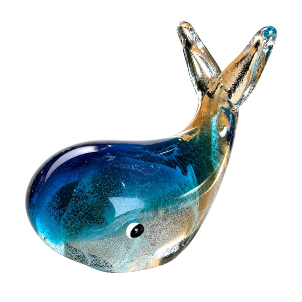 W2326 Art Glass Blue Whale Ornament