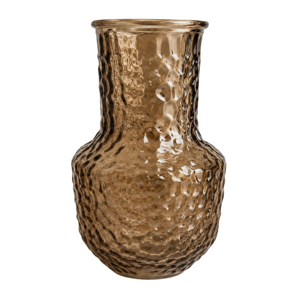 GVX287B Smoky Brown Textured Glass Vase