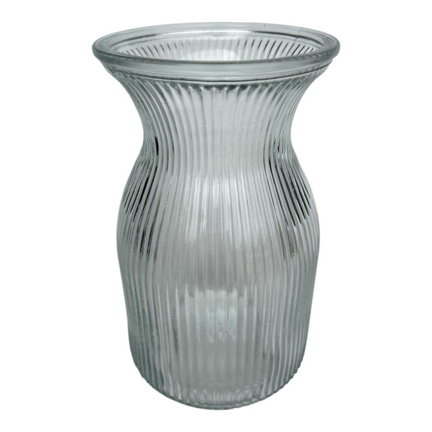 GVX019 Ribbed Clear Glass Vase