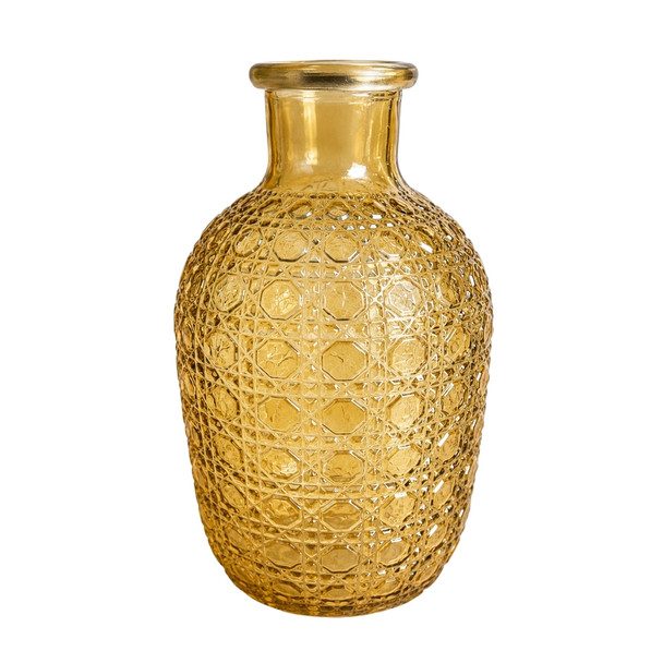 GVX110 Amber Textured Glass Bottle Vase