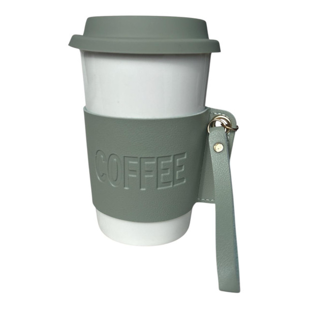 RS5067A Ceramic Travel Mug – White & Sage Green