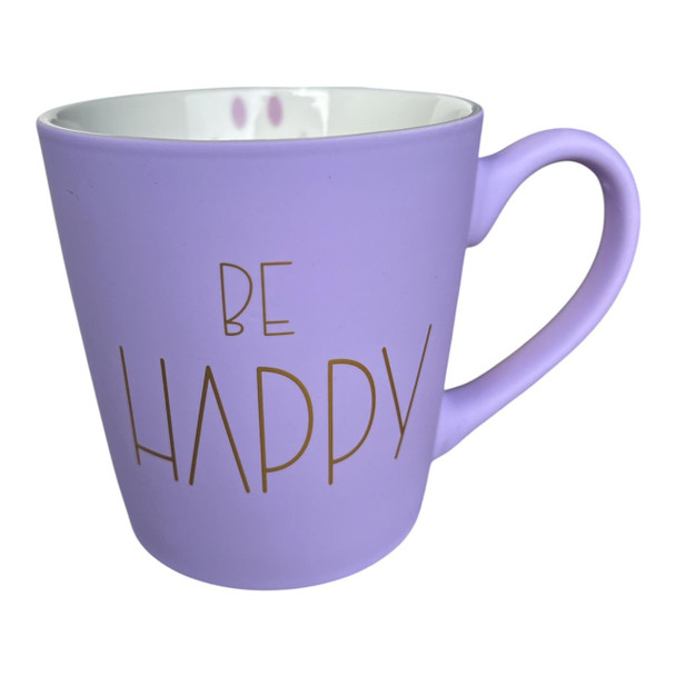 M7603B Ceramic Mug – Purple – Be Happy