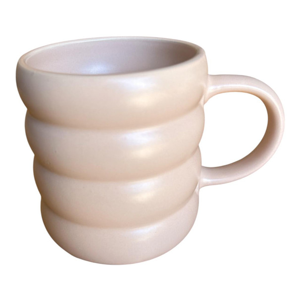 M7553C Ribbed Ceramic Mug – Soft Orange