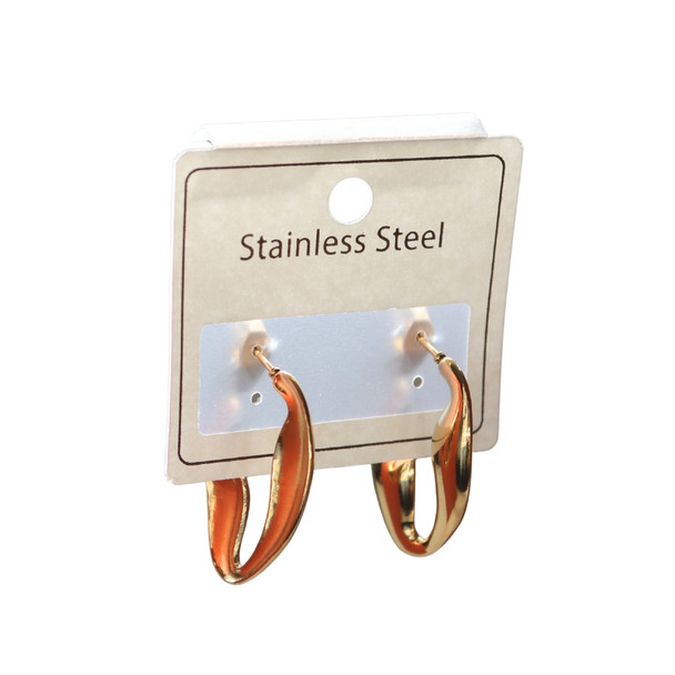 MLD12 Stainless Steel Gold Oval Hoop Earrings