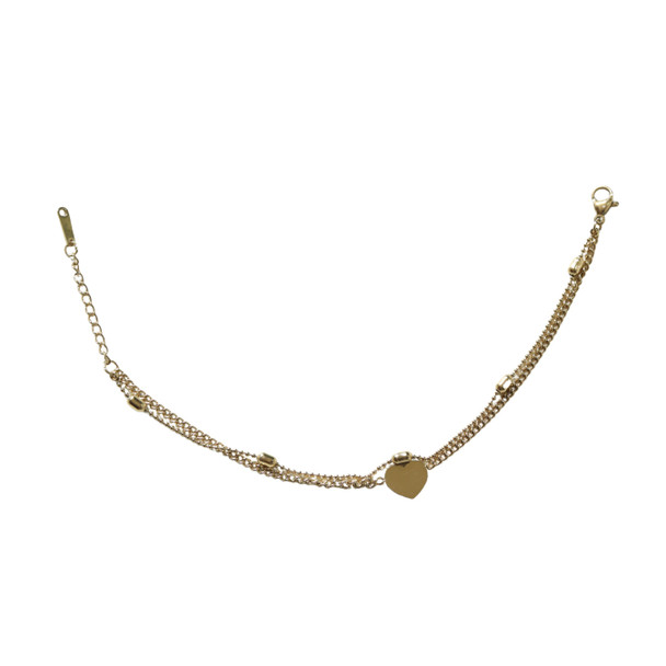 MLD27 Gold-Tone Layered Heart Charm Bracelet