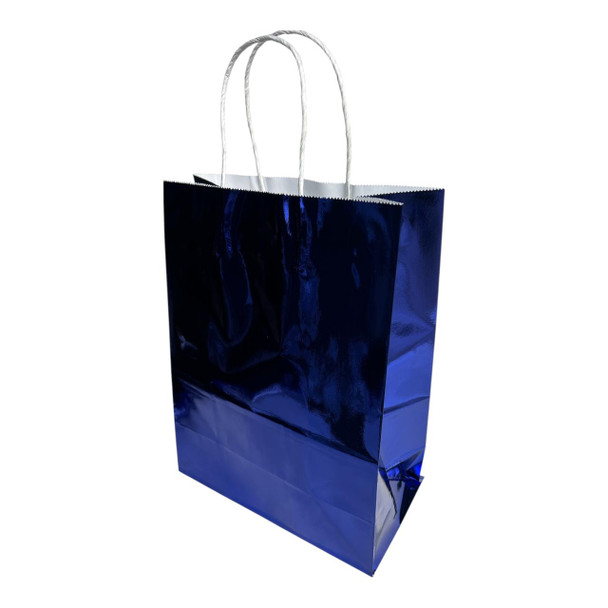 GBSY1C Large Gift Bag with Twisted Paper Handle (Set of 12) - Metallic Blue