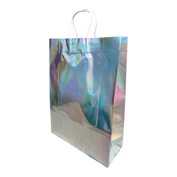 GBSY2F Medium Gift Bag with Twisted Paper Handles (Set of 12) - Iridescent Holographic