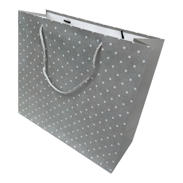 GB9961C Gift Bag  (Set of 12) – Grey with White Polka Dots
