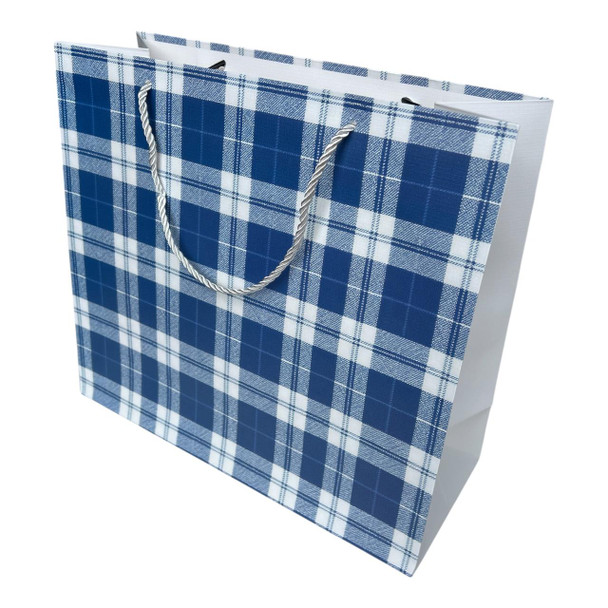 GB9957D Gift Bag Set (12 Pieces) – Blue Tartan Design