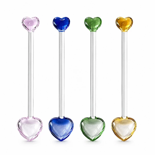 GS71601 Heart Glass Stirring Spoons (Set of 4)