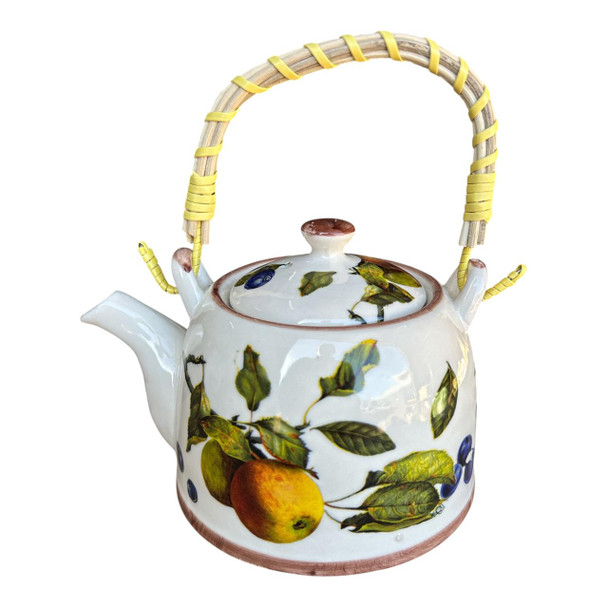 HX2603 Ceramic Teapot with Woven Handle - Pear & Blueberry