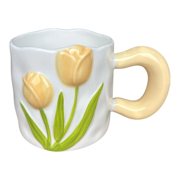 MUG8306C Ceramic Mug – Cream Tulip Embossed