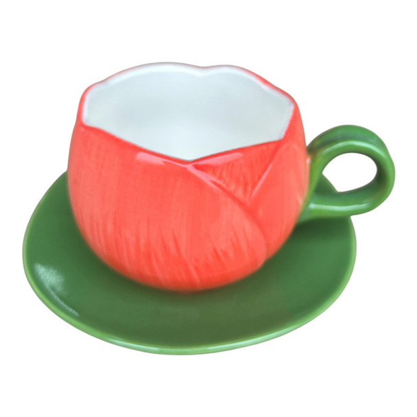 MUGBK2 Ceramic Cup & Saucer – Coral Bloom
