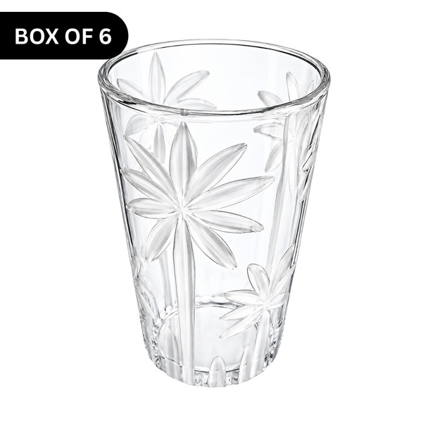 YZ5B Tall Clear Glass Tumbler (Box of 6) – White Palm Trees