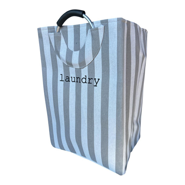 LBWM15 Striped Laundry Bag with Handles – Grey & White