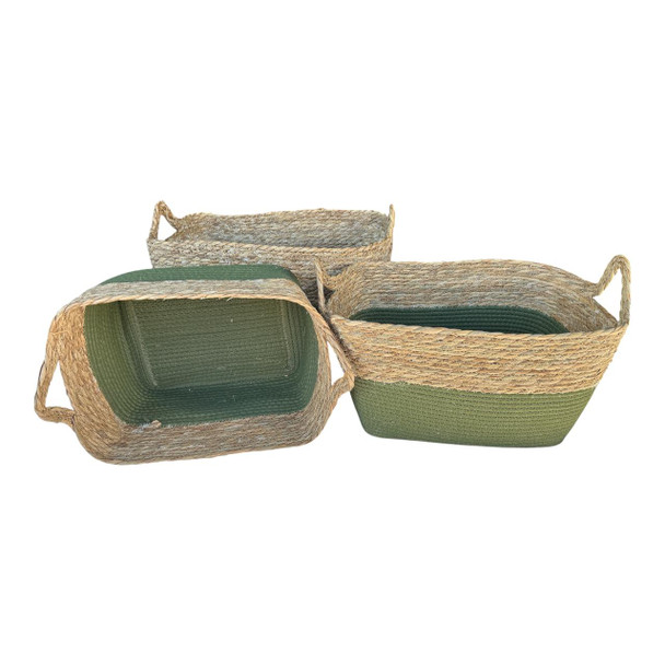 XY2510 Woven Rectangle Storage Basket (3pc) - Olive Grove