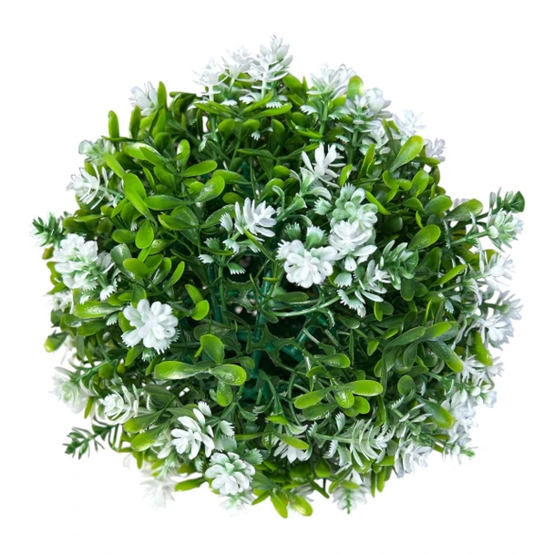 LZ1A Artificial White Blossom Greenery Ball 18cm