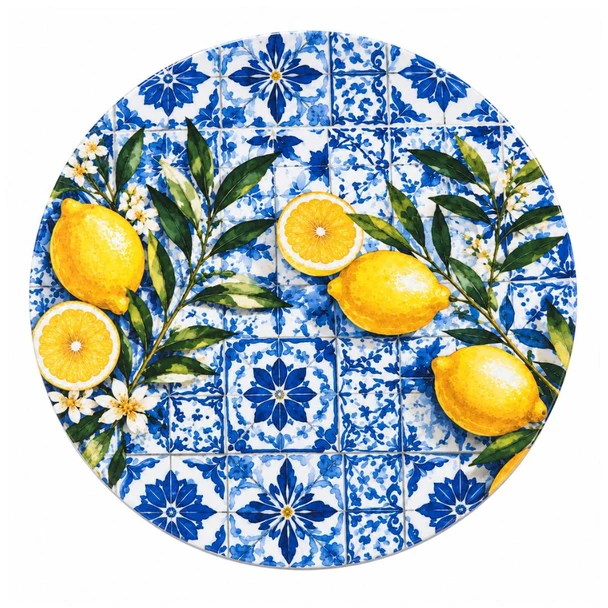 DISPR28 Disposable Round Placemat 24Pc - Moroccan Lemons