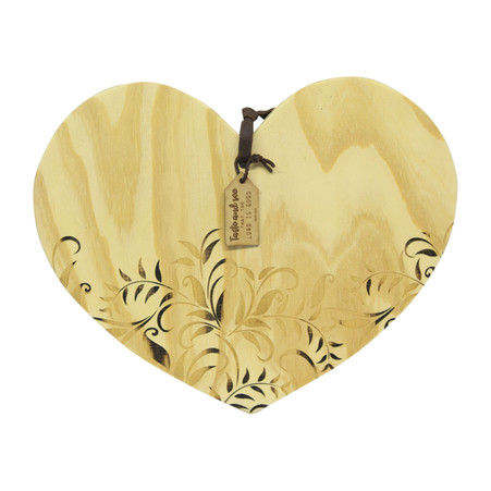 食器 human made heart bamboo board BAMHEART Engraved Heart Shaped Bamboo Board - Leaves - Bali