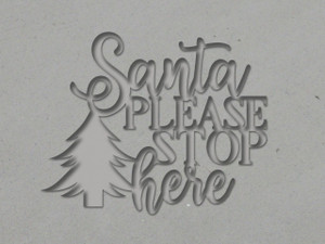 A clay imprint of A Santa please stop here with pine tree Christmas Mug Clay Stamp for handbuild pottery. A clay imprint of A Santa please stop here with pine tree Christmas Mug Clay Stamp for handbuild pottery.