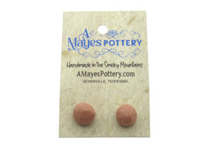 A set of small round ball aromatherapy terracotta earrings. On an A Mayes Pottery card. Handmade in America. A set of small round ball aromatherapy terracotta earrings. On an A Mayes Pottery card. Handmade in America.