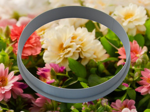 A Round 4 inch Clay Pottery Cutter for Clay Image and Mug Stamps. With a floral look background. A Round 4 inch Clay Pottery Cutter for Clay Image and Mug Stamps. With a floral look background.