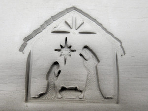 A clay imprint of a Christmas Nativity Mug Clay Stamp for handbuild pottery A clay imprint of a Christmas Nativity Mug Clay Stamp for handbuild pottery