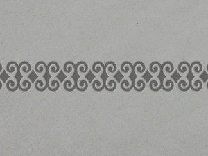 An imprint of a swirls and diamonds border stamp for handbuild pottery. An imprint of a swirls and diamonds border stamp for handbuild pottery. An imprint of a swirls and diamonds border stamp for handbuild pottery. An imprint of a swirls and diamonds border stamp for handbuild pottery.