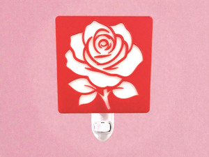 Romantic Rose Night Light in Red on table