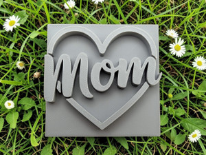 Mom Inside Heart Clay Pottery Stamp Design for Slab Pottery on grass