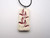 A cream with burgundy rectangle leaves with stems (Design 2) pendant necklace.
