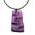 A ceramic purple rectangle vine with leaves (Design 2) pendant necklace. On a black cord necklace.