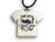 A handmade ceramic Tshirt necklace with the words "This week I don't Give a Ship. On a black cord necklace.