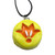 An Abstract Flower handmade pottery jewelry Ceramic necklace. Shown in yellow with an orange flower. On a black corded necklace. An Abstract Flower handmade pottery jewelry Ceramic necklace. Shown in yellow with an orange flower. On a black corded necklace.