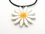 A Large Daisy Handmade Ceramic Pendant Necklace. With black corded necklace. A large daisy handmade ceramic pendant necklace. With a black cord necklace. A Large Daisy Handmade Ceramic Pendant Necklace. With black corded necklace. A large daisy handmade ceramic pendant necklace. With a black cord necklace.