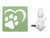 Heart and Paw Print Night Light in Green next to light fixtures