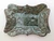 Handcrafted Ceramic Pottery Trinket Bowl or Jewelry Dish in Blue Green on white table