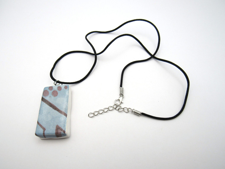 Ceramic Necklace | Infusion | Rectangle Abstract Design 3