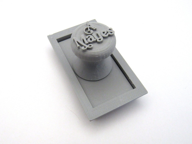 The back view of the handle for a stems with leaves (Design 1)  rectangle pendant clay pottery stamp.