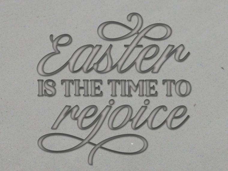 A Clay imprint of  "Easter is the Time to Rejoice" mug clay stamp for slab handbuild pottery.