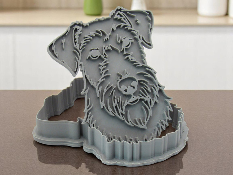 Airedale Dog Pottery Stamp with Shaped Clay Cutter