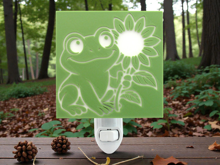 Night light on table in woods