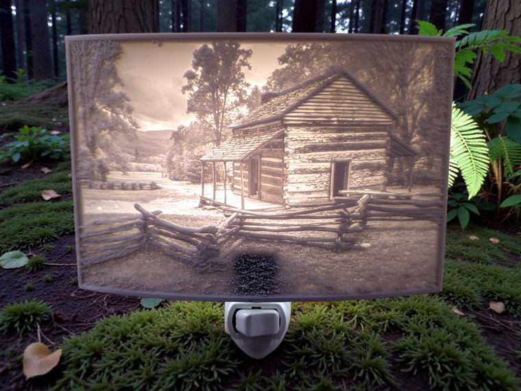 Smoky Mountain Cades Cove Cabin Lithophane Night Light