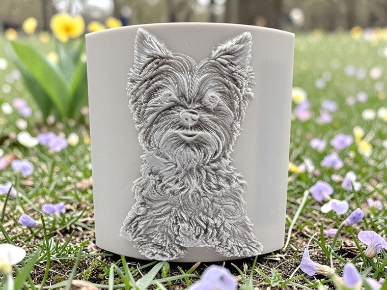 Pottery Stamp with Full Body Front Yorkie Dog Texture Image in nature