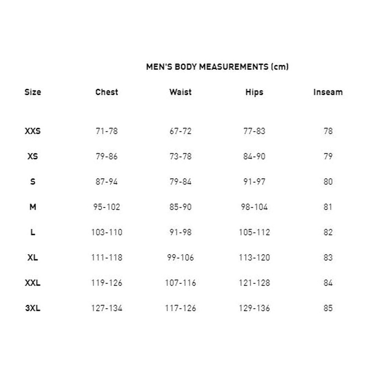 puma mens hoodie size chart
