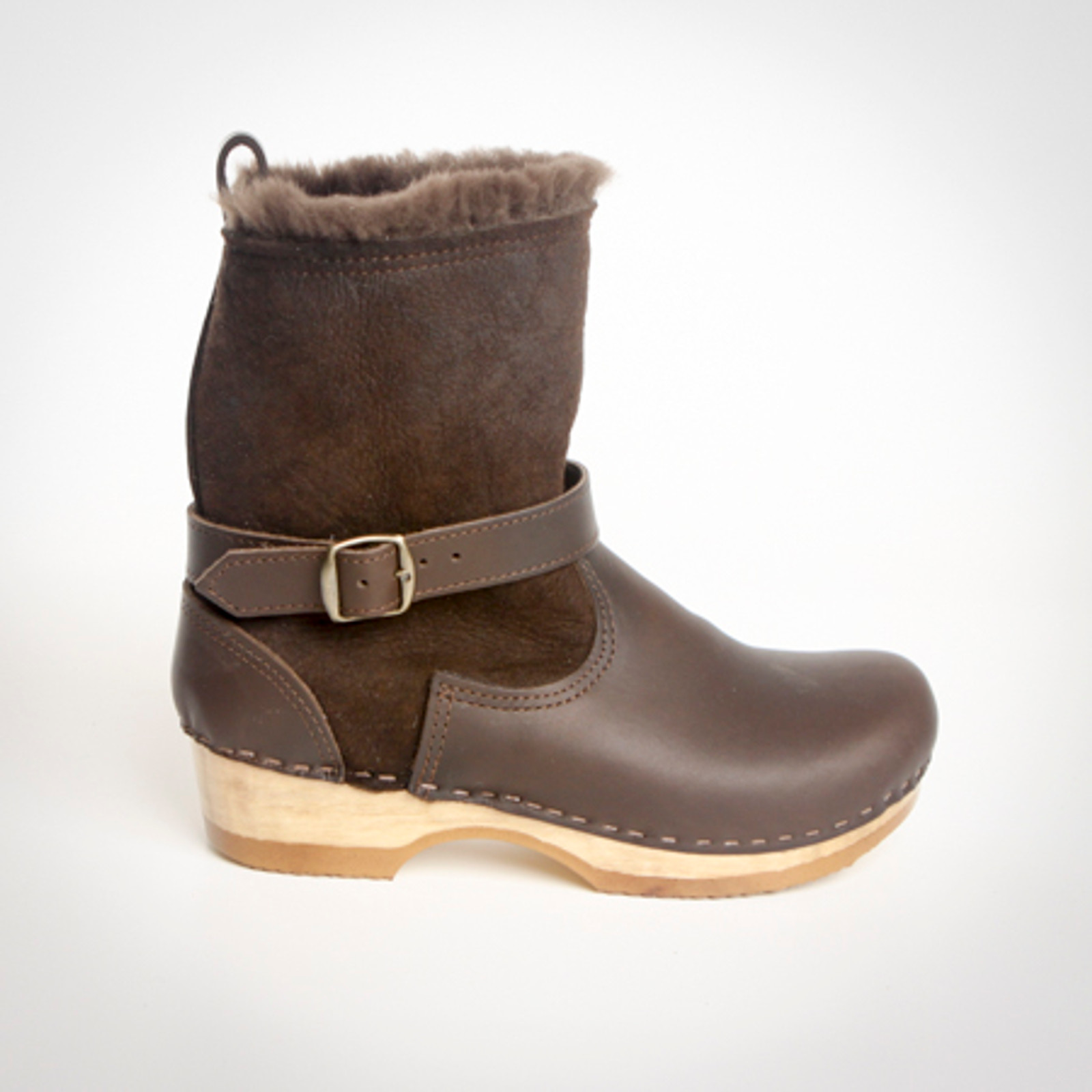 7" Shearling Clog Boots - Low Heel