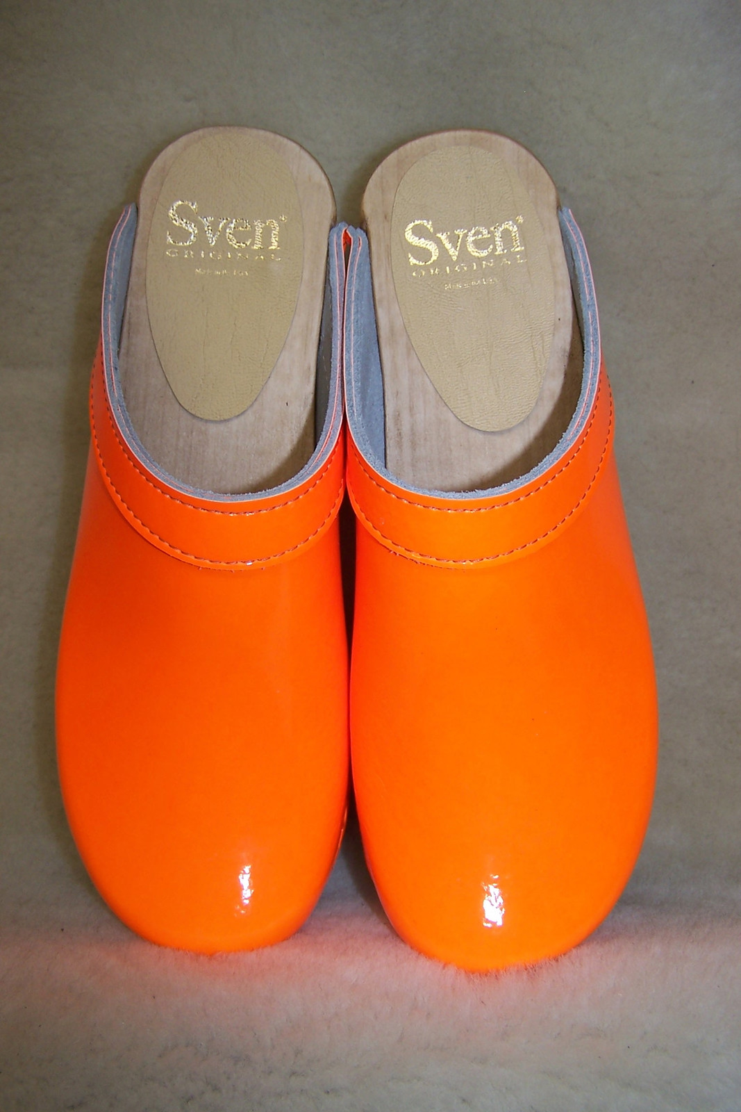 Neon Orange - Plain Clogs - Low Heels