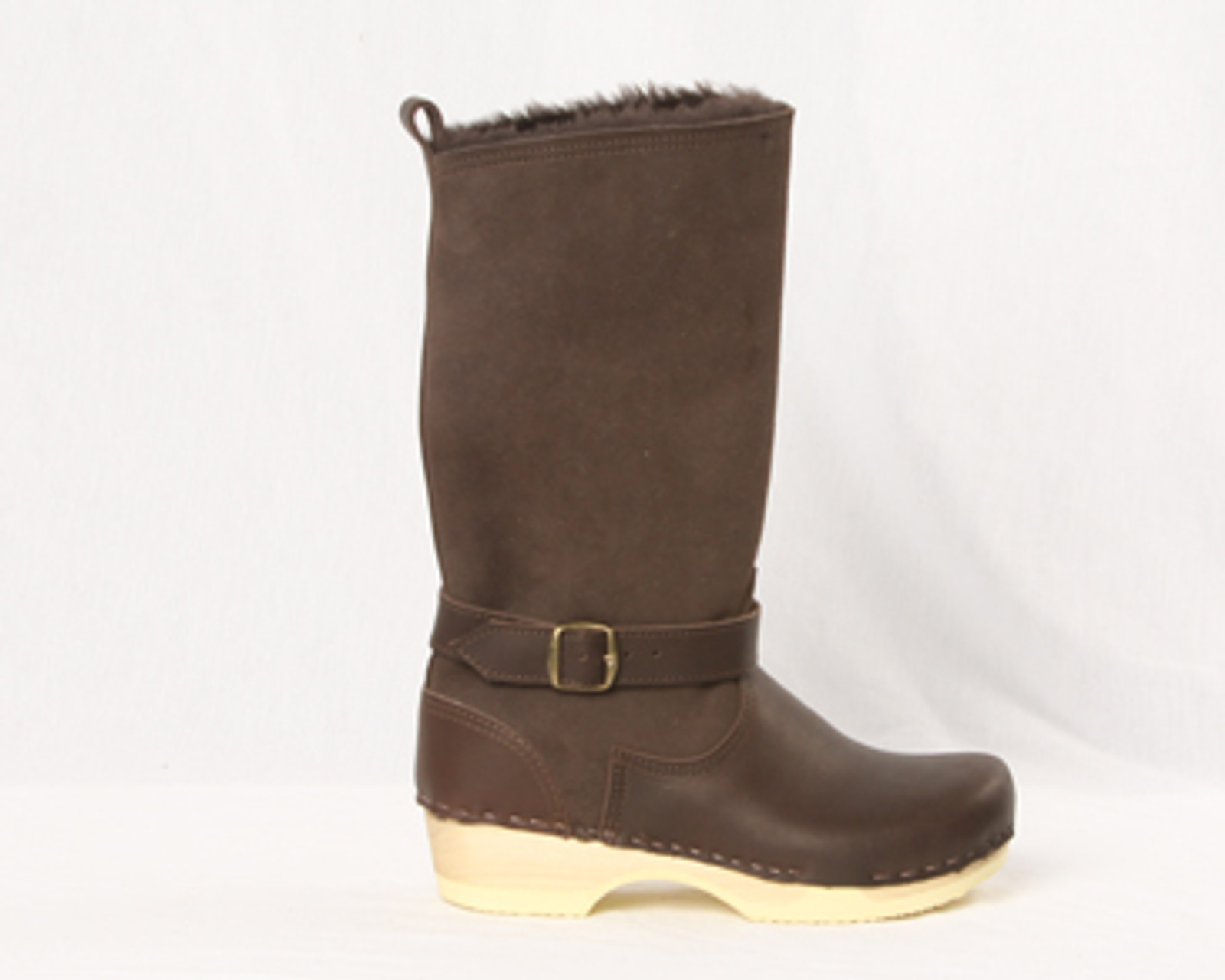 11" Shearling Clog Boots - Low Heels