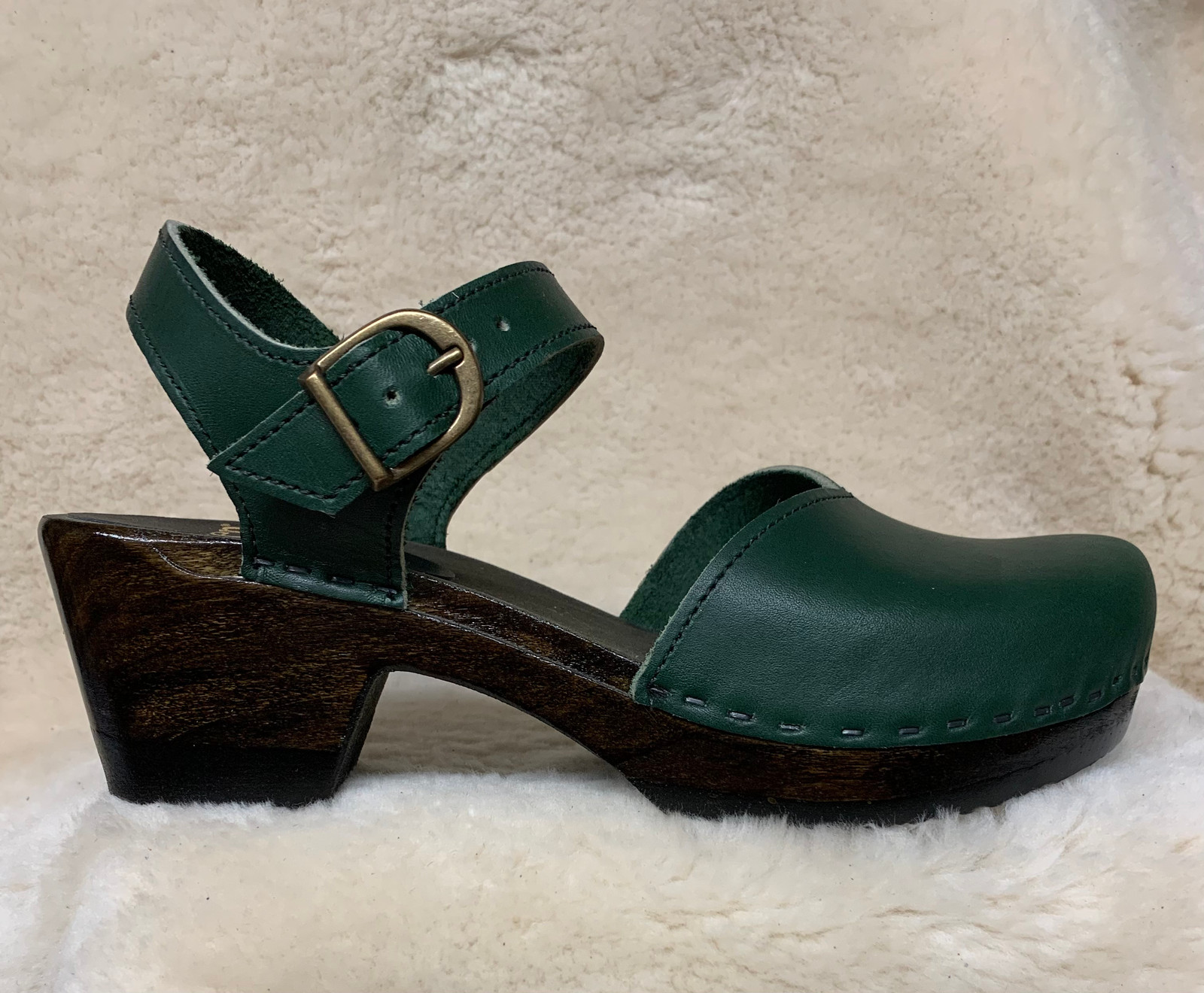 Hunter Green - Mary Jane Clogs - Mid Heel